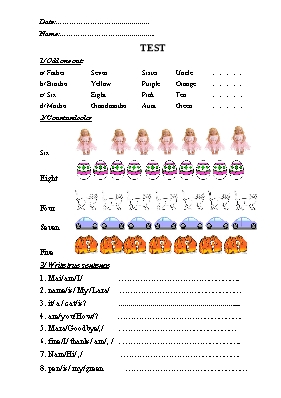 Đề kiểm tra Tiếng Anh Lớp 2